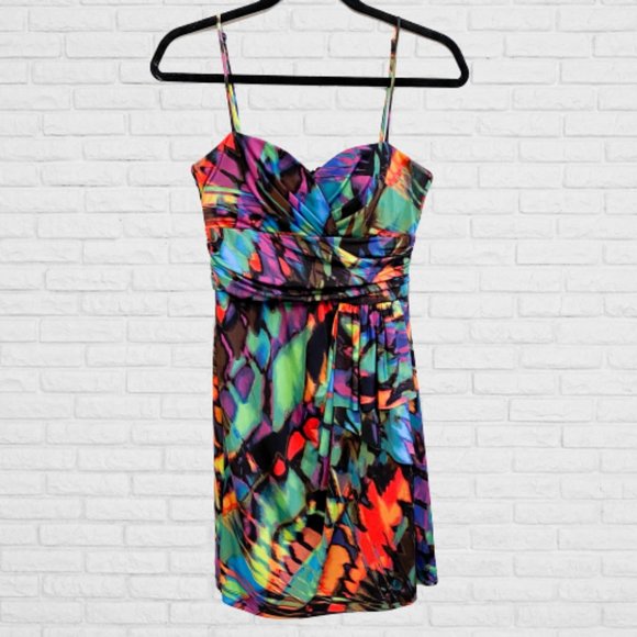 Bisou Bisou Dresses & Skirts - Bisou Bisou Spaghetti Strap Rainbow Dress Size 8